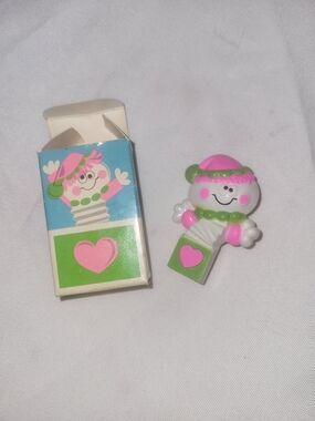 Avon Pink and Green Jack-in-the-Box Kids Pin Full Perfume Glace 70s Box